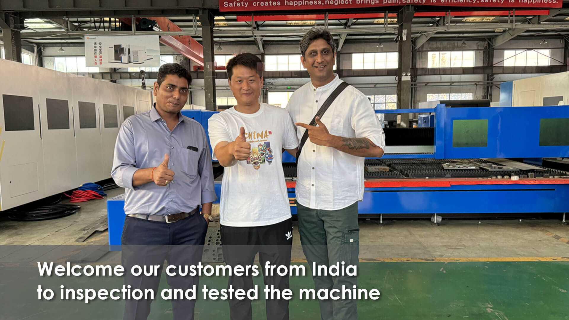Welcome our customers from India to inspection and tested the machine Price